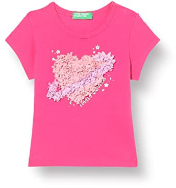 United Colors of Benetton T-Shirt 3I1XG101W, Fucsia 3L5, 68 Bambina