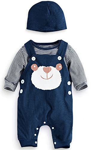 SFreeBo Completo Neonato Maschio Salopette Neonato Primavera Stelle Set 3 Pezzi Completino Neonato 3-6 Mesi