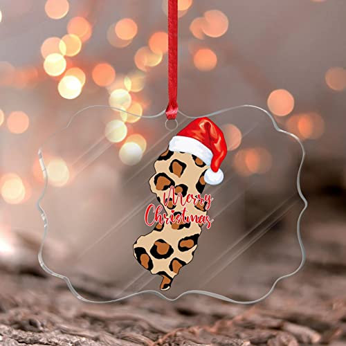 New Jersey Weihnachtsschmuck Amerika 50 Staaten USA Souvenir Geschenk Runder Weihnachtsbaum Ornament Amerika Staatskarte Weihnachtskugel Acryl Weihnachtskugel für Weihnachtsbaumschmuck