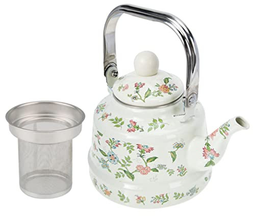 BESTonZON Teiera Bollitore Smaltata Verde Tecinetto Infuser Smalto tè Pot pozzola Smalto bollitore Piano Cottura tè. Teiera con Infusore Bollitore Ceramica Smaltata