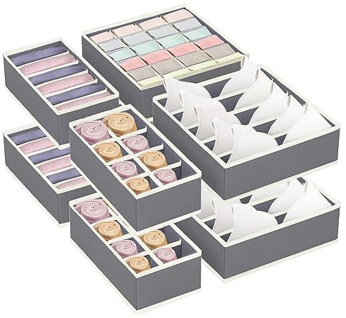 NCKIHRKK Set di 8 Organizer Armadio Cassetti, Pieghevole Salvaspazio Divisori per Cassetti, Porta Mutande per Biancheria Intima, Reggiseni, Calze, Cravatte