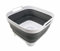 SAMMART 10L Collapsible Dishpan with Draining Plug - Foldable Washing Basin - Portable Dish Washing Tub - Space Saving Kitchen Storage Tray (White/Steel Grey)