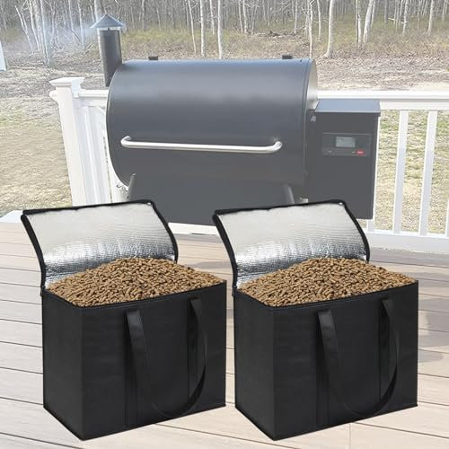 2 Pack Räucherpellets Aufbewahrungsbeutel - als Räucherzubehör Holzpellet Vorratsbehälter mit Bodenplatte jeweils 9.1 kg Pellets für Smoker Grill
