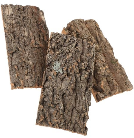Didiseaon 3pcs Real Bark Cork Reptile Decor Natural Aquarium Bark Cork Terrarium Background Desktop Fish Tank Decoration