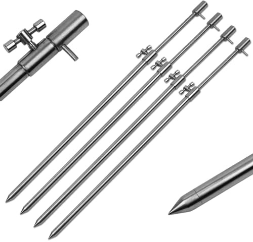 1-4 Stück Rutenhalter Rod pod Bankstick Edelstahl Erdspeer 30-50cm 50-90cm