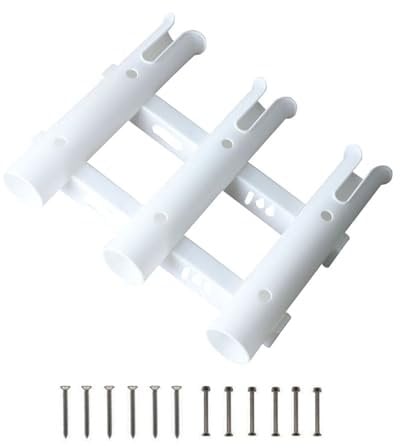 KOVNISE Fishing Rod Holders Racks Bracket,3 Tube Fishing Rod Holders Racks Wall Mounted Rod Holder Portable Fishing Pole Holders for Boats, Garage, Cooler, Trailer (White)