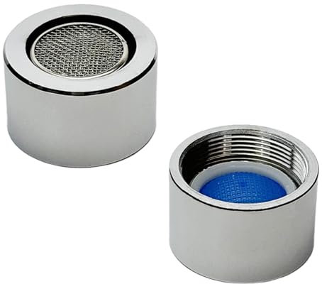 XNTONG - 2 Pieces Jet Regulators, M24 Internal Thread Faucet Sieve, with Stainless Steel Mesh and Chrome-Plated Mixing Nozzle Key, for Faucets with Mixing Nozzle (Internal Thread 24 mm)