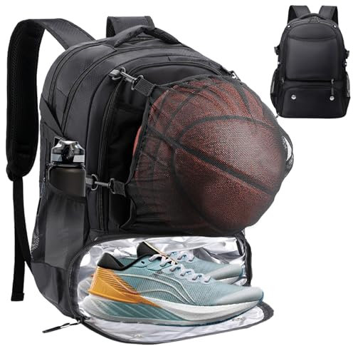 Basketball Rucksack, Fussballtasche, Turnbeutel Fußballtasche Rucksack Fussball mit Schuhfach und Ball Netztasche Leicht Sportrucksack Herren Damen für Volleyball Sport Reisen Schwimmen Fitness