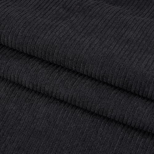 NBEADS 2x1.5m Kord-Stoff, Solide Plain dicken Microstretch Cord Material Kleidung Stoff für Mantel Hemd Kleid Hose Kostüm Sofa DIY Cord Wurf Kissenbezüge, Schwarz