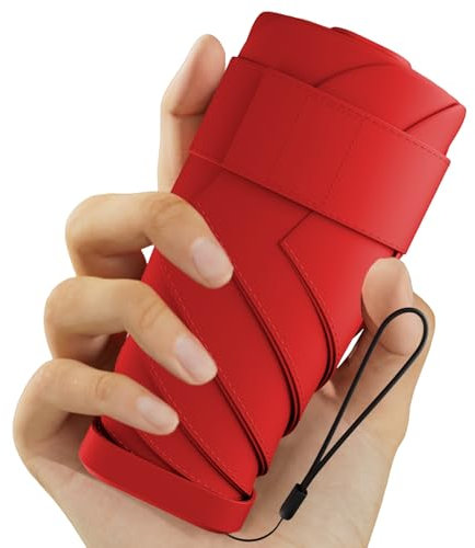 Windproof Mini Travel Folding Umbrella - UPF 50+ Sun & Rain Protection, Small Compact Lightweight Design Fits in Pocket or Bag, Eco-Friendly Fabric Wallet Umbrella for Commuter, Men Women Boys Girls
