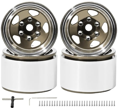 1.0” RC Beadlock Wheel CNC Aluminum Alloy Wheel Rims for 1/18 TRX4M, 4PCS | Compatible with Traxxas 1/18 TRX4M 1/24 Axial SCX24 FMS FCX24 Gladiator Bronco C10 JLU Deadbolt B17 RC Crawlers On/Off-Road
