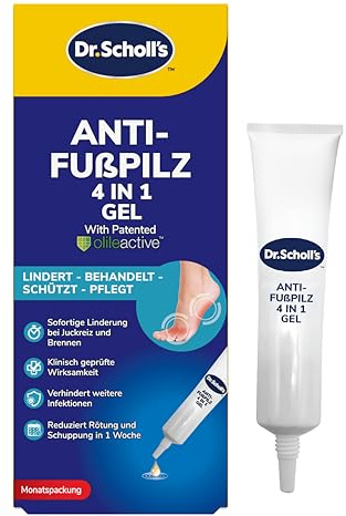 Dr. Scholl’s Fußpilzgel 4-in-1-Behandlung – Unmittelbare Erleichterung von Jucken und Brennen, Antimykotische Creme, Vernichtet Fußpilzerreger, verhindert weitere Infektionen, Monatspackung, 10 ml