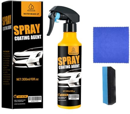 Nano Hydrophobic Ceramic Coating-Spray Coating Agent 300ml Car Coatings Spray Kit Easy-to-Sprays Auto Paint Protection Includes Microfiber Cloth for Vehicle Shine & Protection (1pcs)