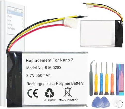 Aousavo 616-0282 - Batería de repuesto compatible con iPod Nano2 2G 2ª generación MP3 polímero de litio Nano 2 A1199 batería de repuesto 616-0282
