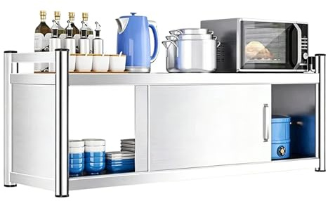 Hängeschrank Küche aus Edelstahl mit Schiebetür Platzsparender Wandschrank ohne Rückwand Tragkraft pro Ebene: 25kg Küchenhängeschrank für Küche Bad Garage Werkzeugschrank(100x30x50cm)