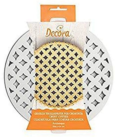 Decora, 0215800 Grille emporte-pièce pour Tarte au Design breveté, Fabriquée en Plastique, Idéale pour créer Rapidement la décoration Arabesque de la Tarte, Diamètre Ø 30 cm, Fabriquée en Italie.