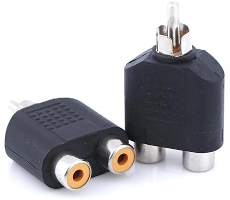 CABLEPELADO Adaptador Audio Macho a 2 Hembra | Splitter | Apto para subwoofer, Amplificador, TV, Reproductores CD/DVD | Estéreo | 1 Unidad (Niquel)