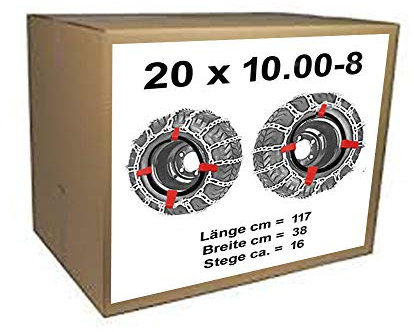 20x10.00-8 Schneeketten + Spanner für Rasentraktor Aufsitzmäher 20 x 10.00-8 und 20x10.00-10 20x10.00-8