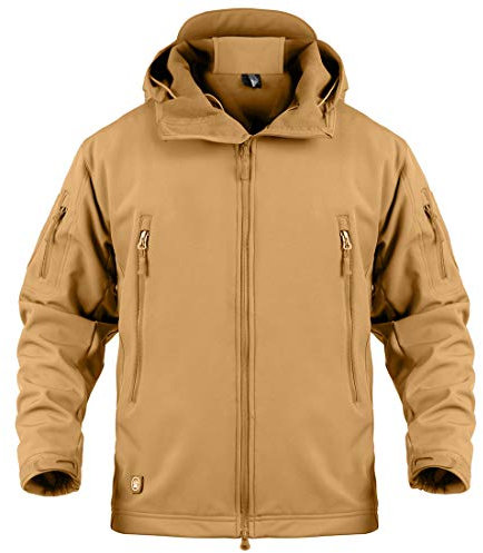 donhobo Fashions Mens Jacket Fully Fleece Lined Waterproof Hoodded Jackets Detachable Hood(Yellow,L)