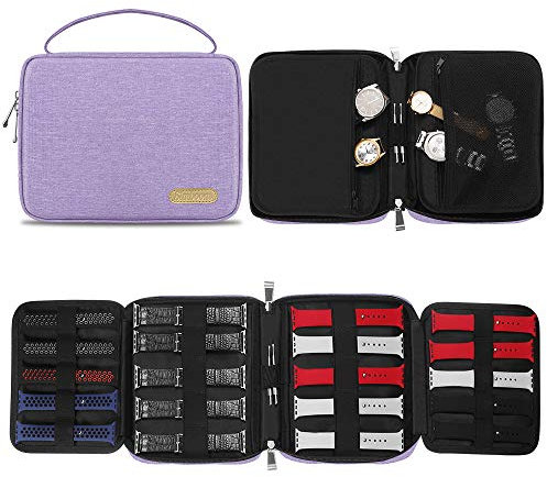 SIMBOOM Bolsa de Organizador de Correa de Reloj, Expandible Organizador Resistente a Derrames Nylon Caja de Almacenamiento para Banda de Reloj, Alfiler, Morado