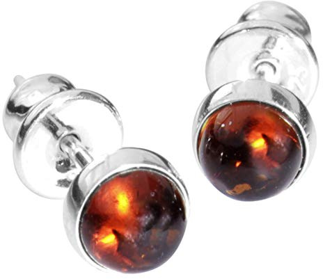 Ohrstecker - Classic 5 mm - Silber 925/000 mit Bernstein