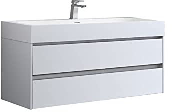 StoneArt Badmöbel Set mit Mineralguss Waschbecken und Unterschrank Waschtisch als Einzel- oder Doppelwaschbecken mit Unterschrank ohne Armaturen Mailand ML-1000 weiß matt 100cm