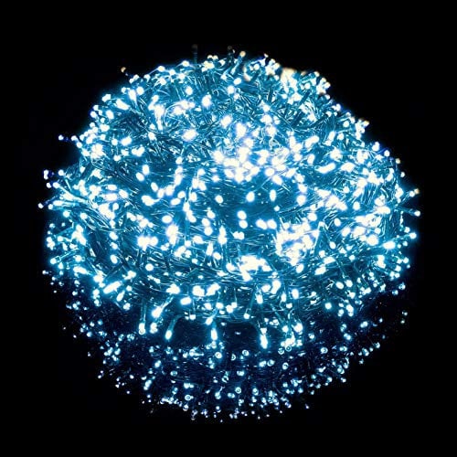 Nataland Catena Luminosa 1000 Led - 55 Metri Da Interno Ed Esterno, Serie Con Controller 8 Funzioni, Per Illuminazione Casa, Vetrine, Negozio e Albero di Natale (Bianco Freddo, 1000 Led - 55 Metri)