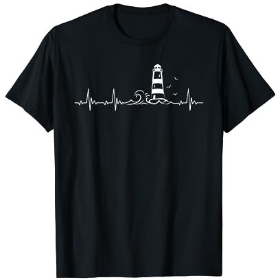 Ostsee und Nordsee Leuchtturm Herzschlag T-Shirt