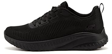 Skechers Bobs Squad Chaos Face Off, Zapatillas de Deporte Mujer, Black Engineered Knit Trim, 41 EU