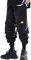 XYXIONGMAO Pantalon de jogging tactique cargo Hip Hop Harem Techwear Streetwear pour homme Salopette ample décontractée, noir, Taille S