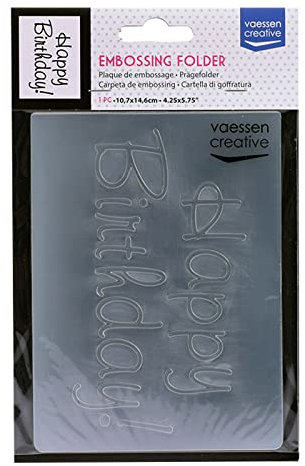 Vaessen Creative Prägefolder, Happy Birthday, 14,6 x 10,8 x 0,5 cm, 1 Stück, für Geburtstagskarten, Geburtskarten, Weihnachtskarten und Papierbasteleien