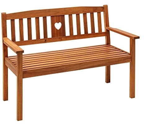 Dehner Gartenbank Heart, 2-Sitzer, 90 x 127 x 61 cm, FSC®-zertifiziertes Akazienholz, braun