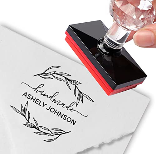 Personalisierter Stempel, personalisierbar, erstellen Sie Ihr eigenes Lorbeerblatt, handgefertigter Namen, Familienunternehmen, Dankesaufkleber, kleines Unternehmen