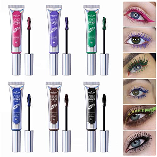 MKNZOME Set di Mascara colorato, 6 Colori Mascara in fibra 3D, Impermeabile Lunga Durata e Allungamento Volumizzante Incurvante, Creando un Glamour Trucco Occhi, Regalo Mascara di Colore per Donna#5