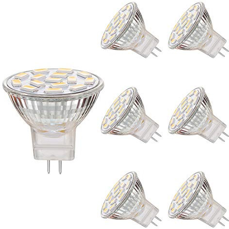 EKSAVE MR11 GU4.0 3.5W LED Light Bulbs, Equivalent to 25-35W Halogen Lamps, GU4.0 Base AC/DC 12V,350LM,Spot Light Bulb,Recessed Lighting,Track Lighting,Warm White(3000K,6pcs)