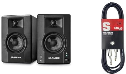 M-Audio BX4 BT – Monitores de Estudio, Altavoces Bluetooth de 4,5 120W, Altavoces para PC & Stagg SAC3PS DL - Cable para Instrumentos para Micrófono (simétrico, 3 m) Color Negro