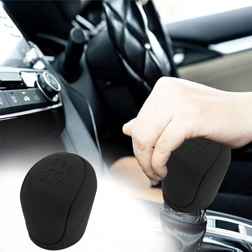BAOSROY Schaltknauf Abdeckung,Schaltknaufabdeckung,Silikon Schaltknauf Abdeckung,Auto Schaltknauf Abdeckung,Auto Schaltknauf Stiefel,für Universelle Autos (Schwarz)