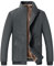 Jamron Uomo Inverno Giacca in Pile Caldo Colletto Rialzato Cerniera Intera Giacche Imbottite con Tasche con Cerniera Grigio XXL