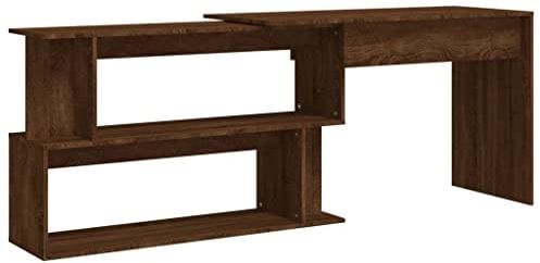 vidaXL Eckschreibtisch, Tisch mit viel Platz, Schreibtisch für Wohnzimmer Büro, Computertisch Bürotisch, Braun Eichen Optik Holzwerkstoff