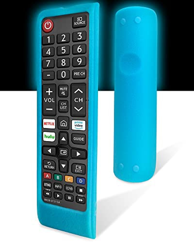 Protective Remote Control Case Compatible with Samsung TV Remote – Eco Silicone Cover, Shockproof, Dustproof, Washable (Luminous Blue)