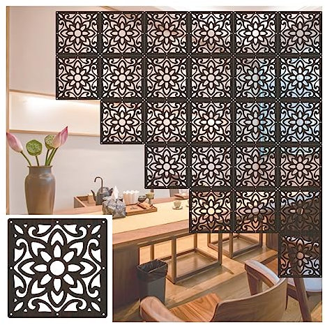 GOCHUSX Hängende Raumtrenner, Holz-Kunststoff-Trennwand-Panel-Bildschirme, Wasserdichtes Holz-Kunststoff-Wandpaneel Für Wohnräume, 29cm (Farbe : Schwarz, Größe : 50PCS)