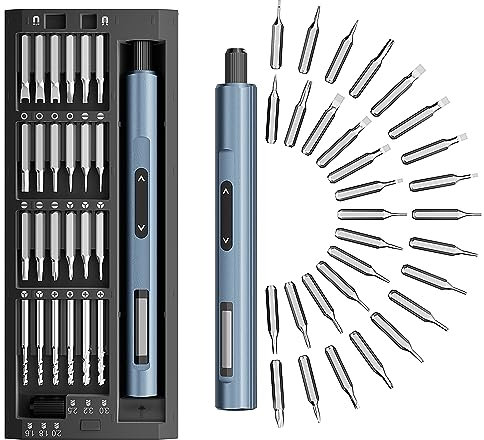 Mytrix Mini Electric Precision Screwdriver, Drill Function, 5 Torque Mode, LED Shadowless Lamp, Pop-Up Magnetic Metal Case，53-in-1 Rechargeable Cordless Repair Tools for Phone PC Watch Handcraft DIY