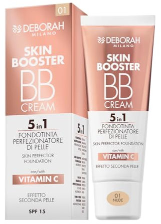 Deborah Milano BB Cream Skin Booster, Nr. 01 Nude, LSF 15, mit Vitamin C, getönte Gesichtscreme für eine zweite Haut, 30 ml