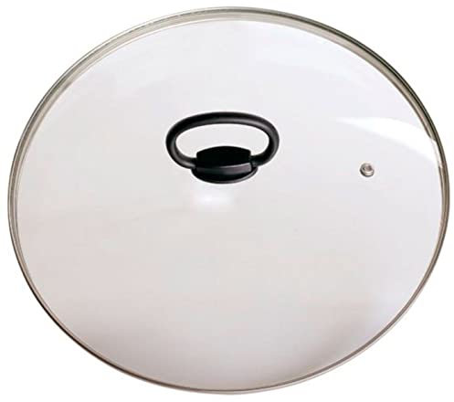 Tradineur - Coperchio per pentola in vetro temperato e acciaio inox, con pomello pieghevole e valvola di uscita del vapore, lavabile in lavastoviglie, Ø 22 cm