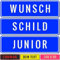 Kennzeichen Junior Schild 34cm x 9cm mit Wunschtext Wunschprägung Namenskennzeichen Namensschild 340x90mm Bobbycar Gokart Tretauto Kettcar Fun Schild (blau)