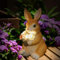 OKESYO Solar Kaninchen Gartendeko Gartenfiguren für Außen Deko mit Wetterfest LED Solarlampe Kaninchen Tier Figuren Gartendeko für Draußen Balkon Garten Geschenke