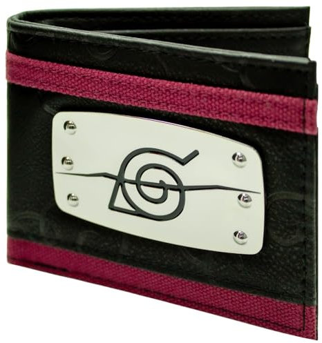 Shinobi Ninja Konoha Dorf Akatsuki Stirnband Geldbörse/Geldbeutel Bi-Fold ID & Kartenhalter, Schwarz
