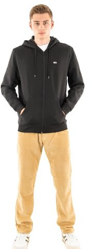 Tommy Jeans Herren TJM Reg Flag Zip Fleece Thru Dm0dm20743 Kapuzenpullover Mit Durchgehendem Reißverschluss, Black (Black), L EU
