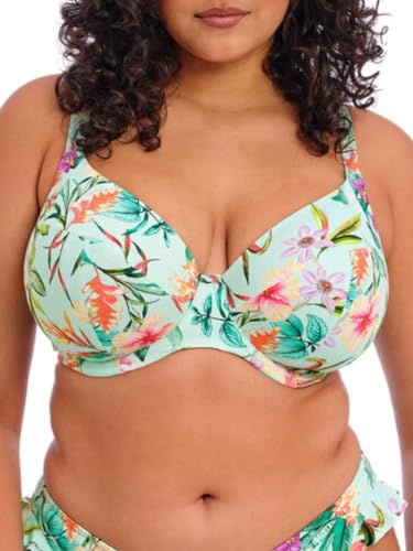 Elomi Swim Sunshine Cove Underwired Plunge Bikini Top (38G, Aqua)