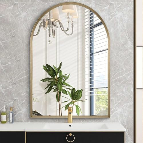 HLFMVWE Arch Badezimmer Spiegel, 40 x 50CM Wandspiegel, gewölbte Eitelkeit Wandspiegel Metallrahmen Home Decor für Schlafzimmer, Eingang, Wohnzimmer